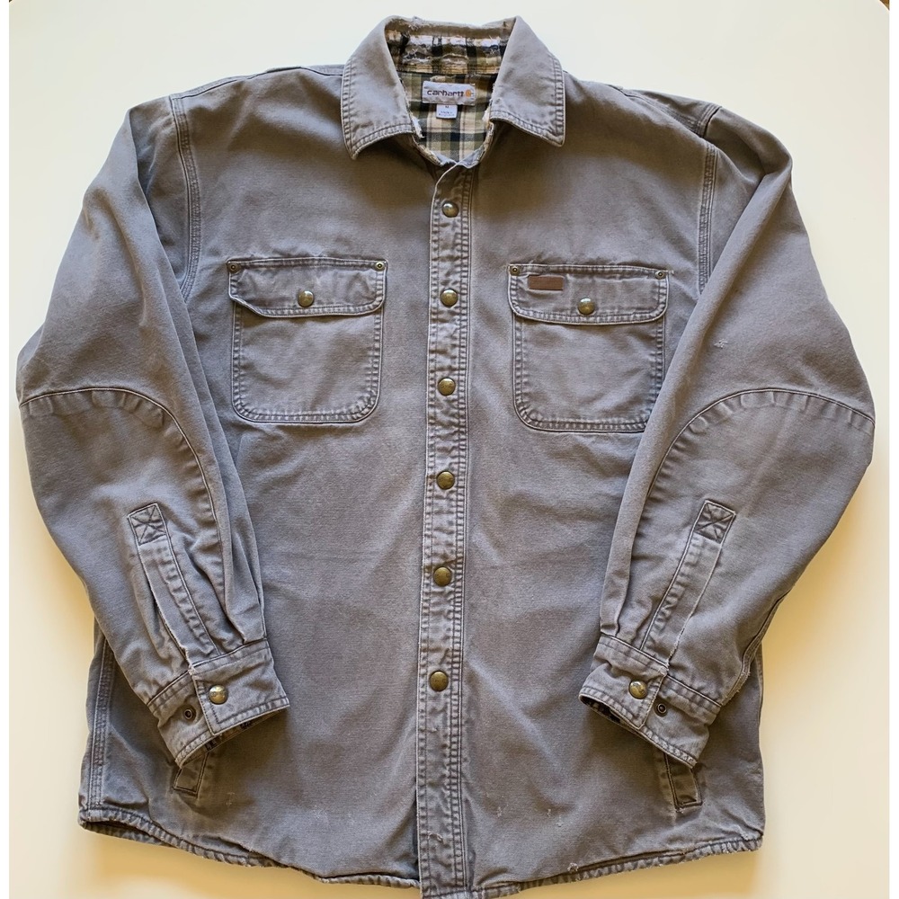 CARHARTT Jacket Rugged Flex Relaxed Mens Fleece Lined Shacket Gray 23.5 x 29  M